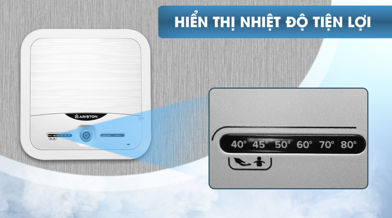 Màn hình hiển thị nhiệt độ theo mốc - Bình nóng lạnh Ariston 15 lít AN2 15 LUX 2.5 FE Màn hình hiển thị nhiệt độ theo mốc - Bình nóng lạnh Ariston 15 lít AN2 15 LUX 2.5 FE