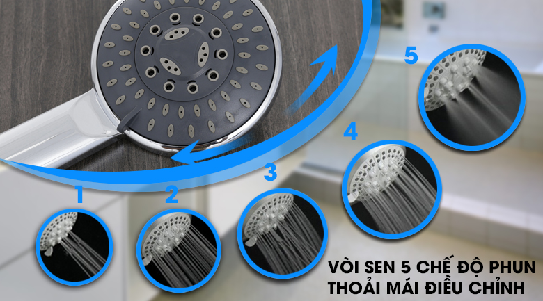 Vòi sen 5 chế độ - Máy nước nóng Ariston RT45E-VN - 4.5 kW Vòi sen 5 chế độ - Máy nước nóng Ariston RT45E-VN - 4.5 kW