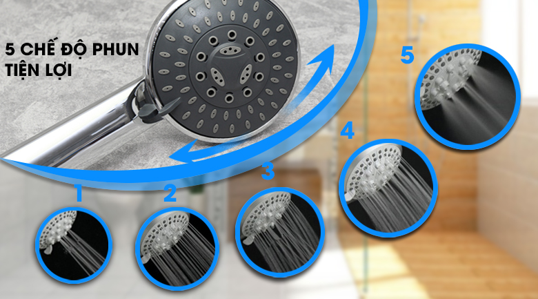 Vòi sen 5 chế độ phun - Máy nước nóng Ariston ST45PE-VN Vòi sen 5 chế độ phun - Máy nước nóng Ariston ST45PE-VN