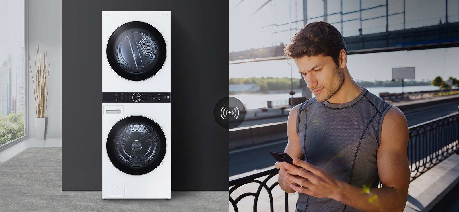 Tháp giặt sấy cao cấp LG WashTower 21 kg sấy 16 kg WT2116SHEG Tháp giặt sấy cao cấp LG WashTower 21 kg sấy 16 kg WT2116SHEG