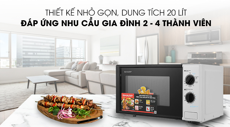 Lò vi sóng Sharp có nướng 20 lít R-G225VN-BK Lò vi sóng Sharp có nướng 20 lít R-G225VN-BK