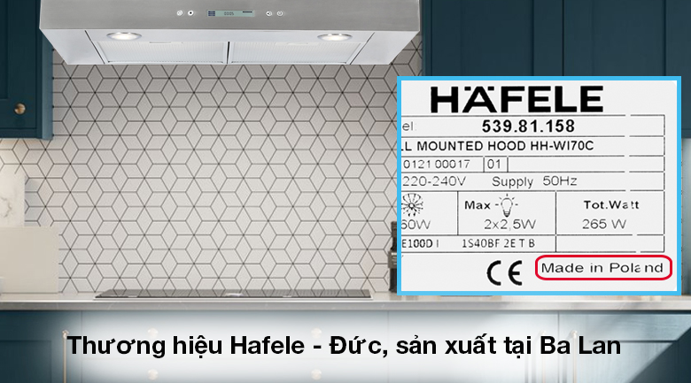 Máy hút mùi áp tường Hafele HH-WI70C (539.81.158) Máy hút mùi áp tường Hafele HH-WI70C (539.81.158)