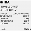 May Say Thong Hoi 7 Kg Toshiba Td H80sevsk