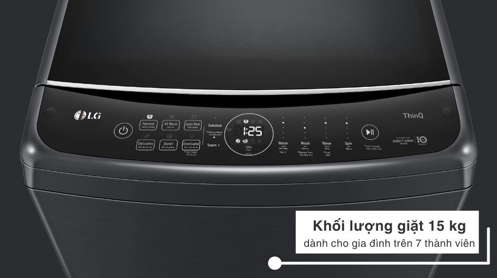 Máy giặt LG AI DD Inverter 15 kg TV2515DV5J - khối lượng giặt