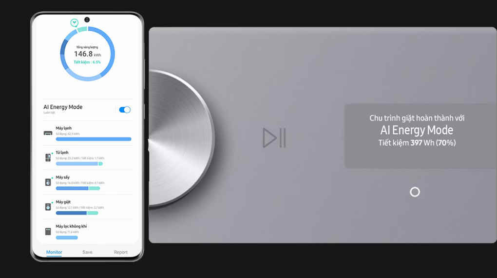 Máy giặt Samsung Inverter 11 kg WW11CB944DGBSV - điều khiển từ xa Máy giặt Samsung Inverter 11 kg WW11CB944DGBSV - Điều khiển từ xa qua ứng dụng trên điện thoại thông minh