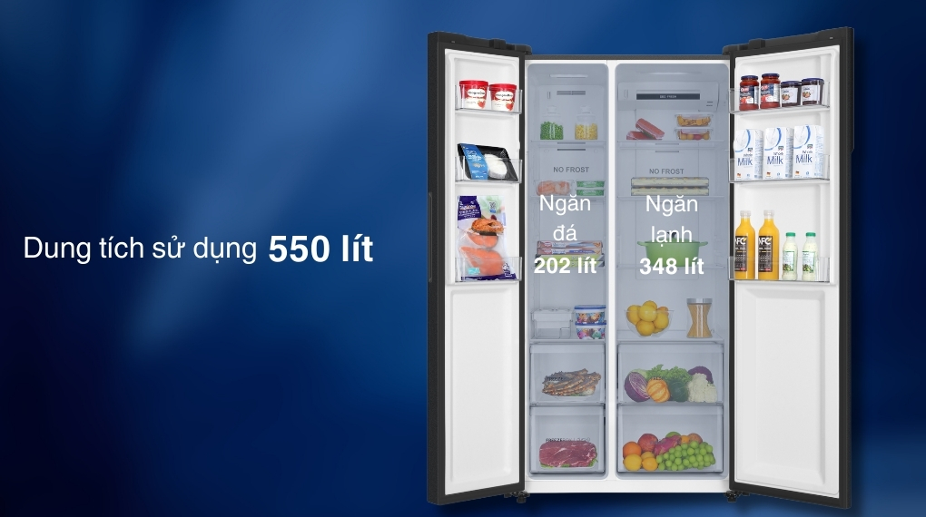 Tủ lạnh Aqua Inverter 550 lít Side by Side AQR-S612XA(CBC) - Ngăn đá