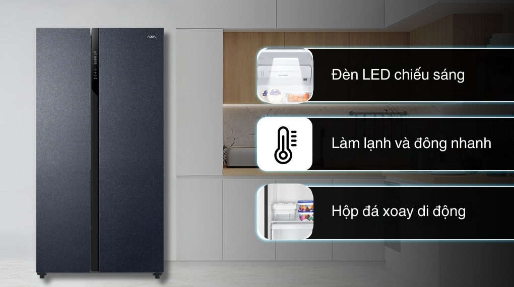 Tủ lạnh Aqua Inverter 550 lít Side by Side AQR-S612XA(CBC) - Tiện ích