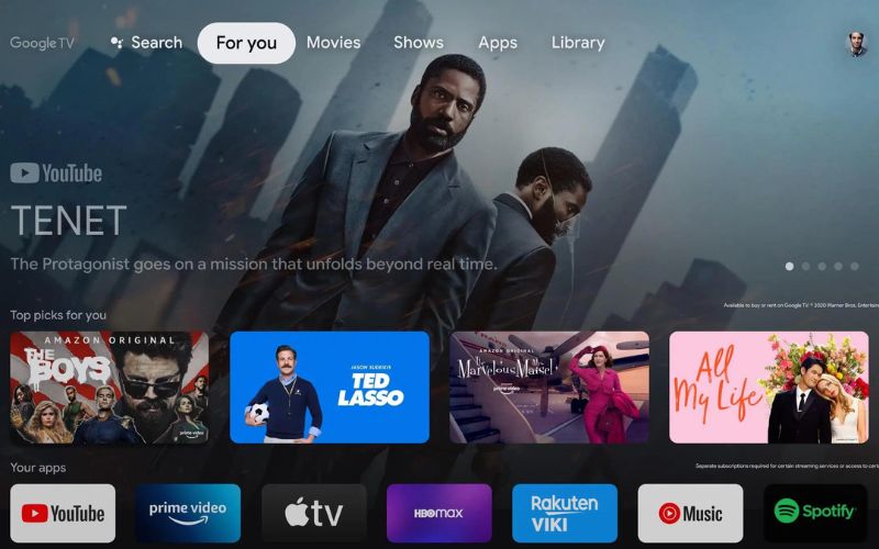 Giao diện màn hình Google tivi TCL 4K 55 inch 55P638