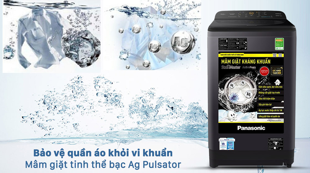 Máy giặt Panasonic 10 Kg NA-F100A9BRV - Bảo vệ quần áo khỏi vi khuẩn với mâm giặt tinh thể bạc Ag Pulsator và bộ lọc vải tinh thể bạc kích thước lớn Big Ag Lint Filter Máy giặt Panasonic 10 Kg NA-F100A9BRV - Bảo vệ quần áo khỏi vi khuẩn với mâm giặt tinh thể bạc Ag Pulsator và bộ lọc vải tinh thể bạc kích thước lớn Big Ag Lint Filter