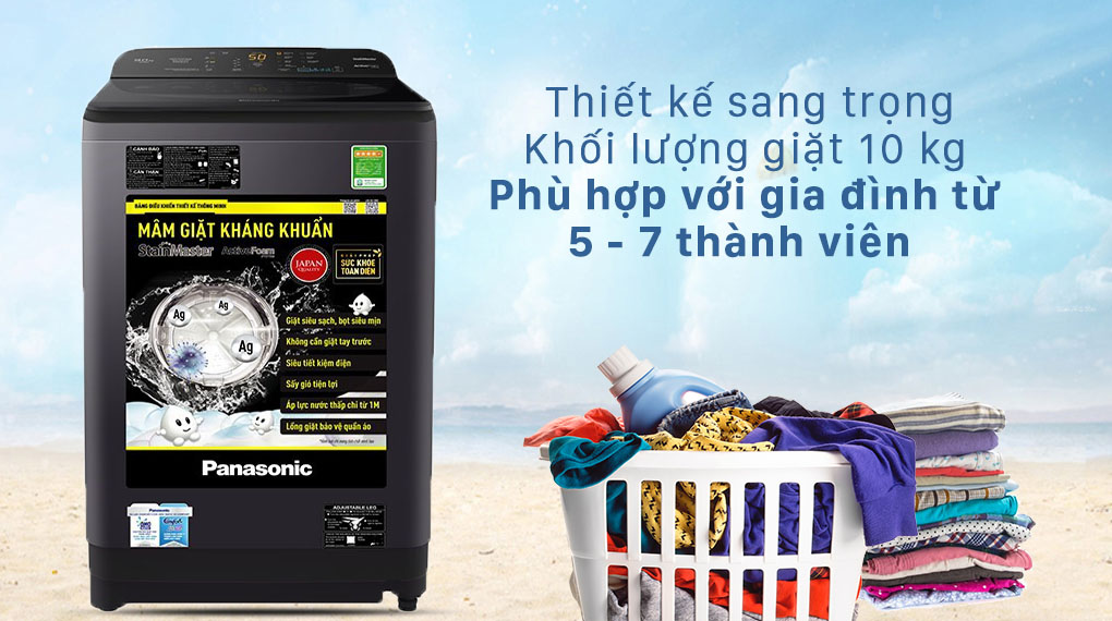 Máy giặt Panasonic 10 Kg NA-F100A9BRV - Thiết kế sang trọng, Khối lượng giặt 10 kg, phù hợp gia đình từ 5 - 7 người Máy giặt Panasonic 10 Kg NA-F100A9BRV - Thiết kế sang trọng, Khối lượng giặt 10 kg, phù hợp gia đình từ 5 - 7 người