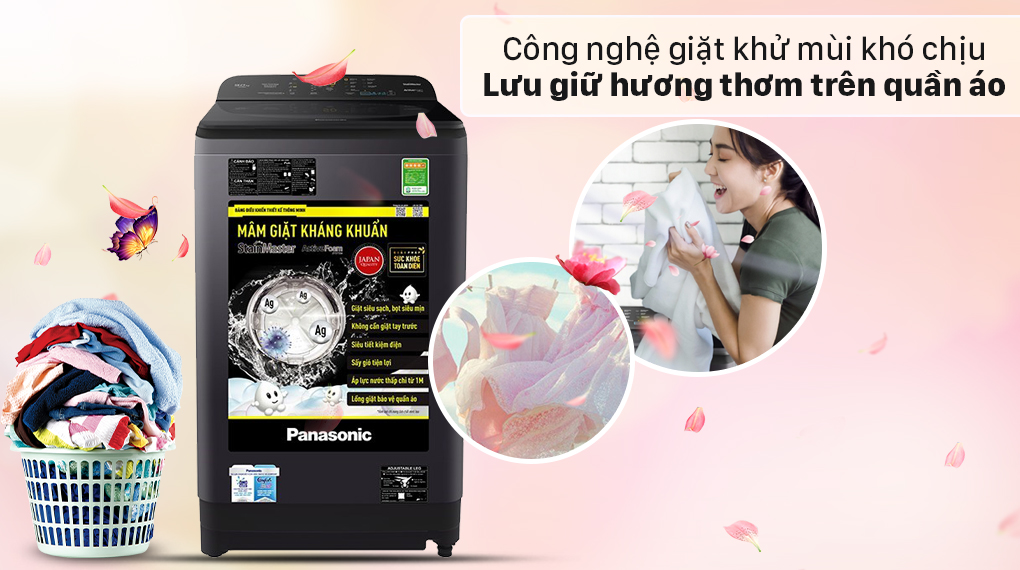 Máy giặt Panasonic 10 Kg NA-F100A9BRV - Giữ hương thơm bền lâu trên quần áo nhờ chế độ giặt khử mùi khó chịu Máy giặt Panasonic 10 Kg NA-F100A9BRV - Giữ hương thơm bền lâu trên quần áo nhờ chế độ giặt khử mùi khó chịu