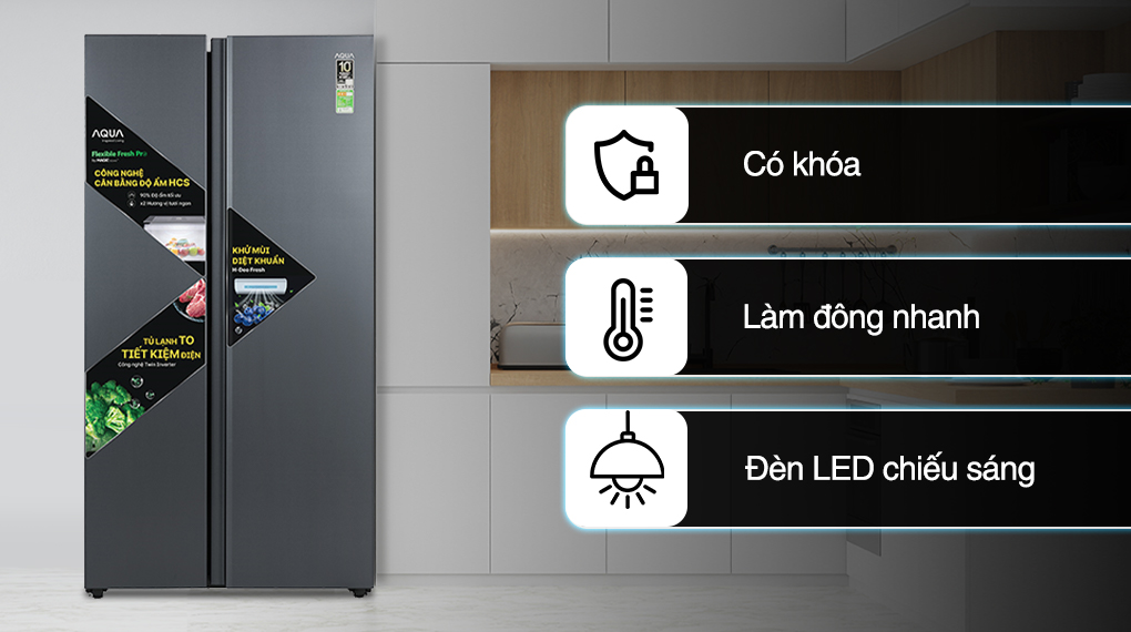 Tủ lạnh Aqua Inverter 646 lít AQR-S682XA(SLB) - Tiện ích Tủ lạnh Aqua Inverter 646 lít AQR-S682XA(SLB) - Tiện ích