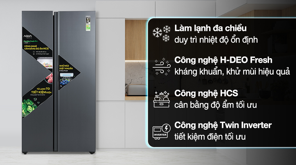 Tủ lạnh Aqua Inverter 646 lít AQR-S682XA(SLB) - Tổng quan Tủ lạnh Aqua Inverter 646 lít AQR-S682XA(SLB) - Tổng quan