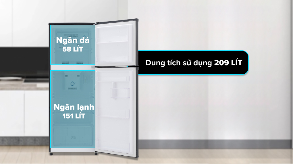 Tủ lạnh Funiki 209 lít HR T6209TDG - Dung tích sử dụng Tủ lạnh Funiki 209 lít HR T6209TDG - Dung tích sử dụng