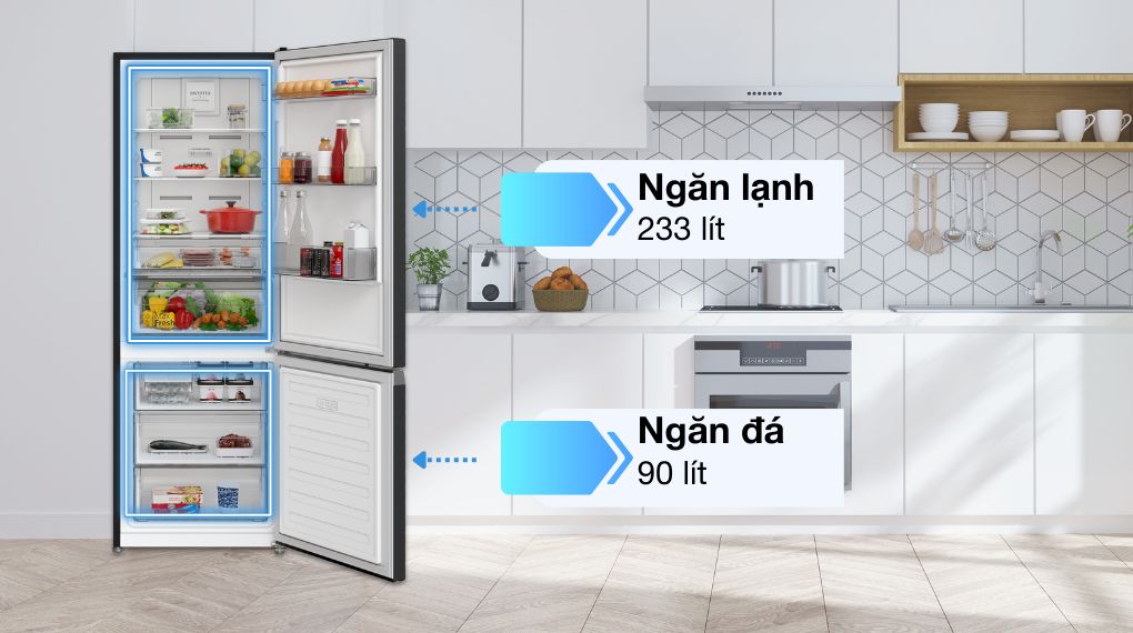 Tủ lạnh Hitachi Inverter 323 lít HRBN6340DUVN - Dung tích sử dụng