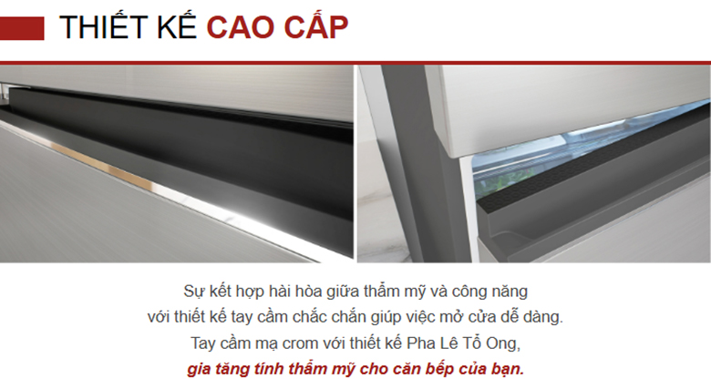 Tủ lạnh Hitachi Inverter 344 lít HRTN6379SUVN - Tay cầm mạ crom pha lê tổ ong