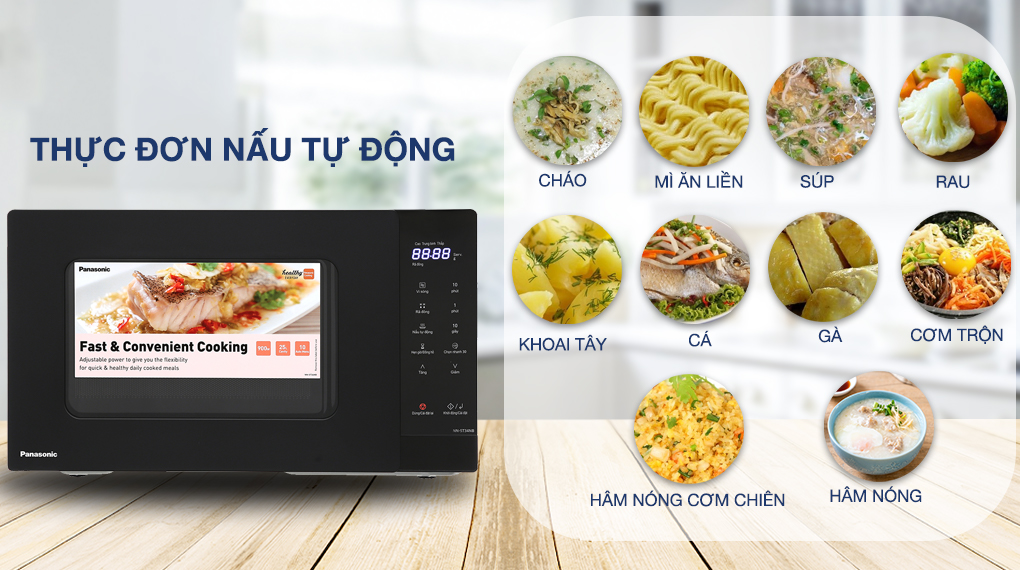 Lò vi sóng Panasonic NN-ST34NBYUE 25 lít - Thực đơn nấu tự động Lò vi sóng Panasonic NN-ST34NBYUE 25 lít - Thực đơn nấu tự động