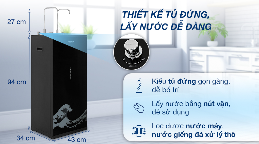 Máy lọc nước RO nóng nguội lạnh Kangaroo KG10A12 10 lõi - Thiết kế Máy lọc nước RO nóng nguội lạnh Kangaroo KG10A12 10 lõi - Thiết kế