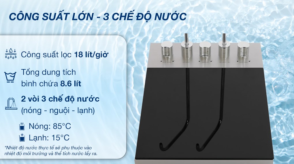 Máy lọc nước RO nóng nguội lạnh Hydrogen Kangaroo KG12A6 12 lõi - Công suất, chế độ nước Máy lọc nước RO nóng nguội lạnh Hydrogen Kangaroo KG12A6 12 lõi - Công suất, chế độ nước