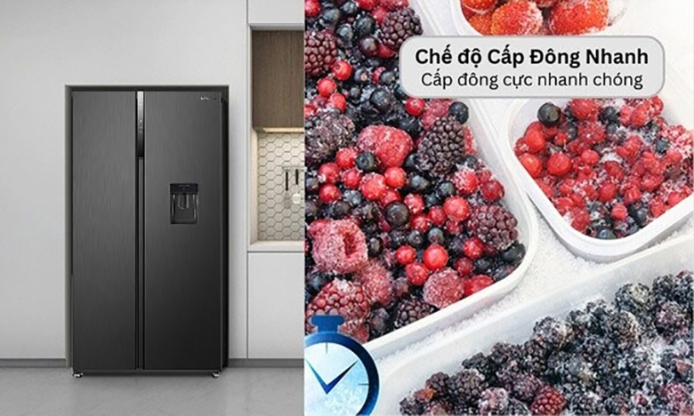 Tủ lạnh Hitachi HRSN9552DWDXVN Side by Side - Cấp đông nhanh, tiết kiệm thời gian, giữ trọn dưỡng chất