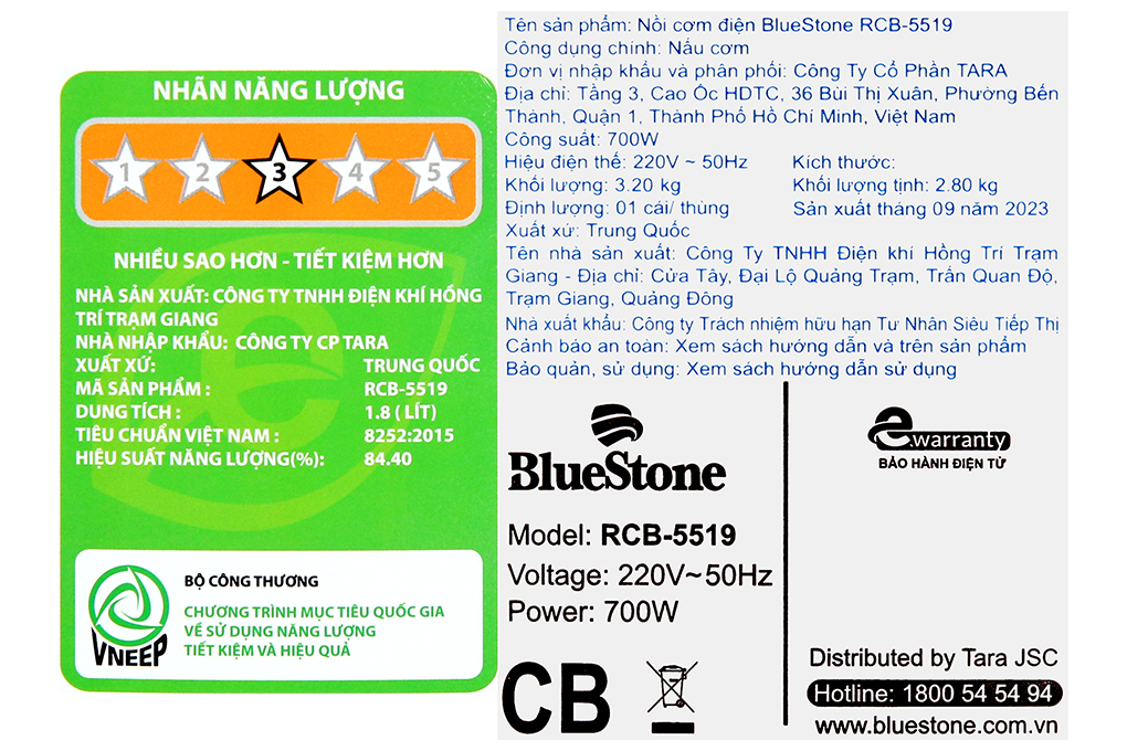 Nồi cơm nắp gài BlueStone 1.8 lít RCB-5519 Nồi cơm nắp gài BlueStone 1.8 lít RCB-5519