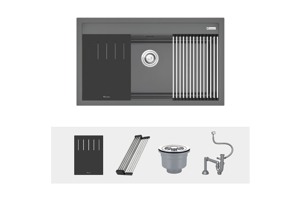 Chậu rửa bát Konox Granite Sink Terra 860S Grey Chậu rửa bát Konox Granite Sink Terra 860S Grey
