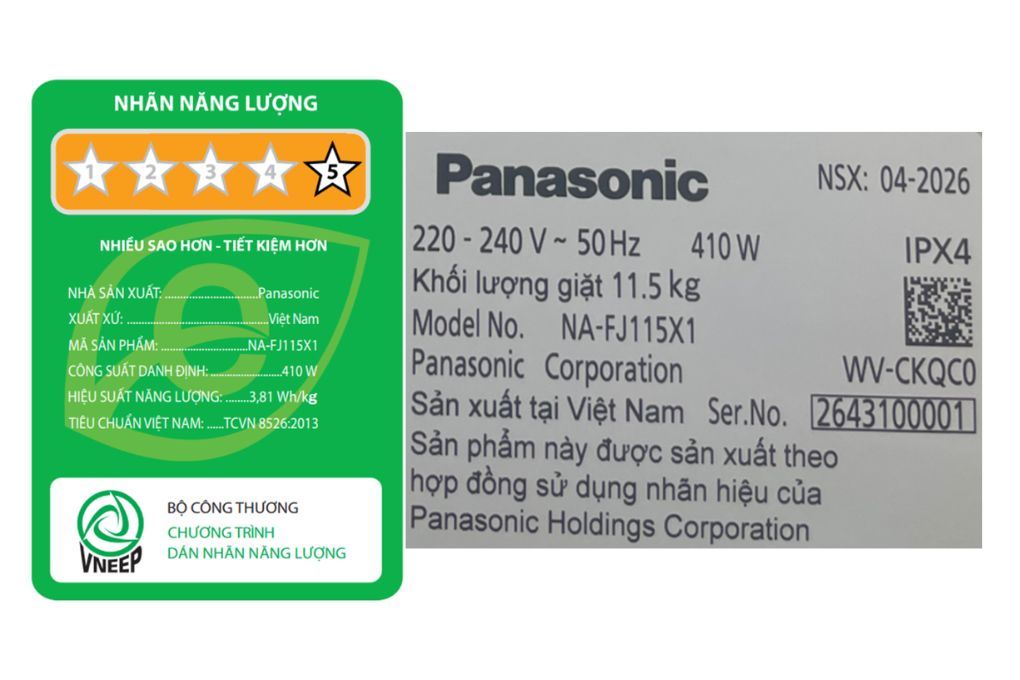 Máy giặt Panasonic Inverter 11.5 kg NA-FJ115X1BV Máy giặt Panasonic Inverter 11.5 kg NA-FJ115X1BV
