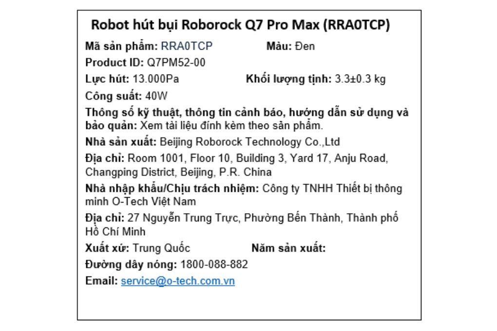 Robot hút bụi lau nhà Roborock Q7 Pro Max Robot hút bụi lau nhà Roborock Q7 Pro Max
