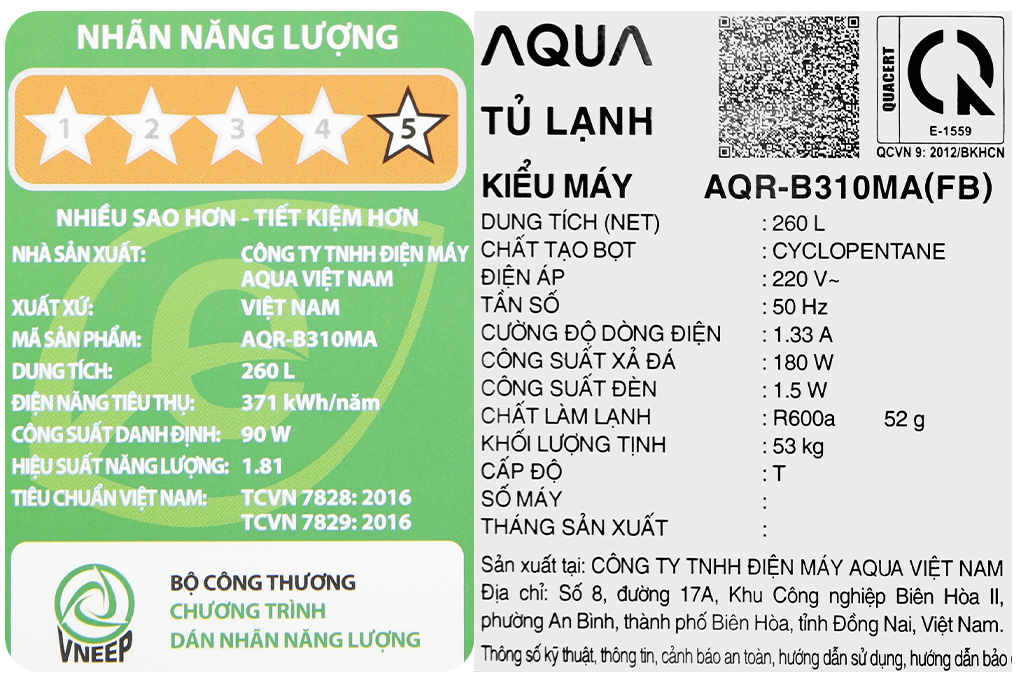 Tủ lạnh Aqua Inverter 260 lít AQR-B310MA(FB) Tủ lạnh Aqua Inverter 260 lít AQR-B310MA(FB)