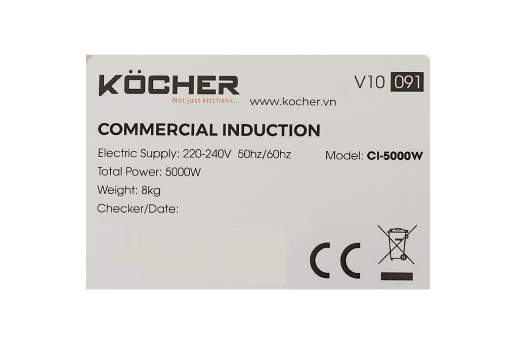 Bếp từ công nghiệp Kocher CI-5000W 5000W Bếp từ công nghiệp Kocher CI-5000W 5000W