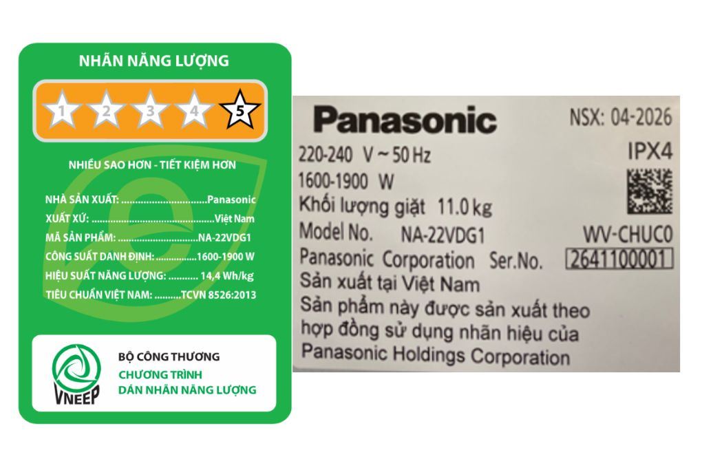 Máy giặt Panasonic Inverter 11 kg NA-22VDG1BVT Máy giặt Panasonic Inverter 11 kg NA-22VDG1BVT