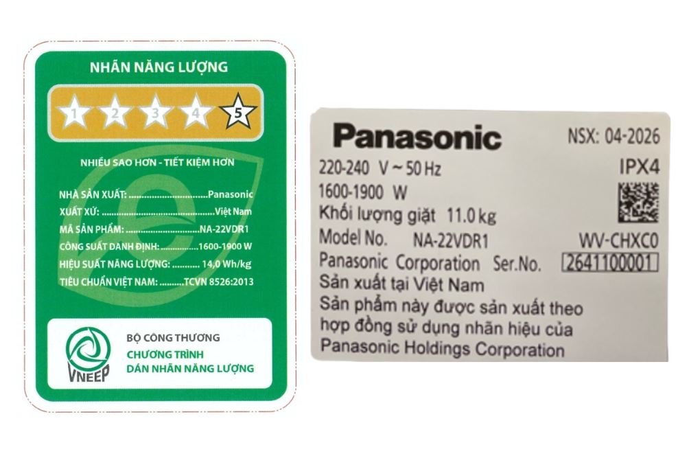 Máy giặt Panasonic Inverter 11 Kg NA-22VDR1BVT Máy giặt Panasonic Inverter 11 Kg NA-22VDR1BVT