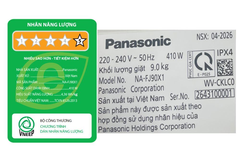 Máy giặt Panasonic Inverter 9 kg NA-FJ90X1DV Máy giặt Panasonic Inverter 9 kg NA-FJ90X1DV