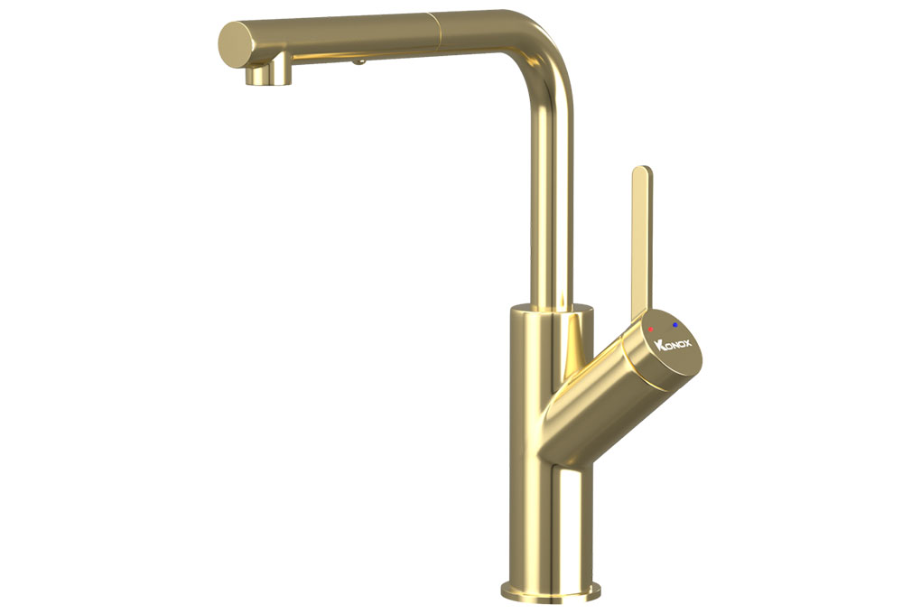Vòi rửa bát dây rút Konox Artan Gold Vòi rửa bát dây rút Konox Artan Gold