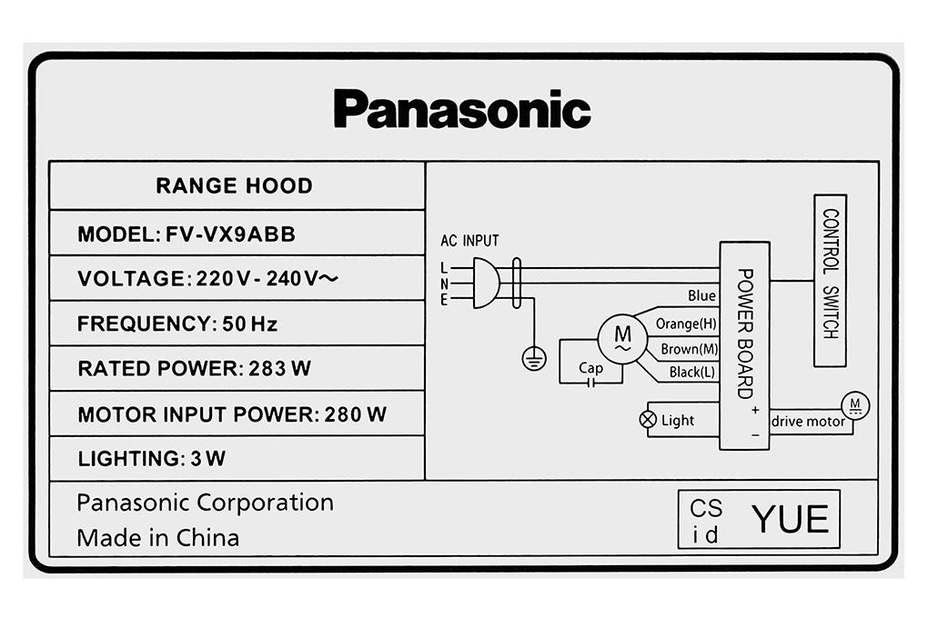 Máy hút mùi áp tường Panasonic FV-VX9ABBYUE Máy hút mùi áp tường Panasonic FV-VX9ABBYUE
