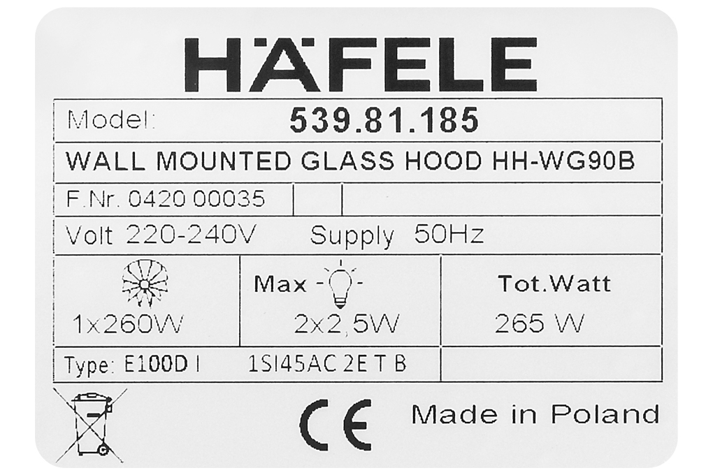 Máy hút mùi kính cong Hafele HH-WG90B (539.81.185) Máy hút mùi kính cong Hafele HH-WG90B (539.81.185)