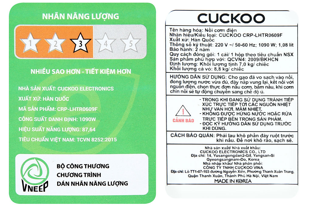 Nồi cơm áp suất cao tần Cuckoo 1.08 lít CRP-LHTR0609F/BKSIVNCV Nồi cơm áp suất cao tần Cuckoo 1.08 lít CRP-LHTR0609F/BKSIVNCV