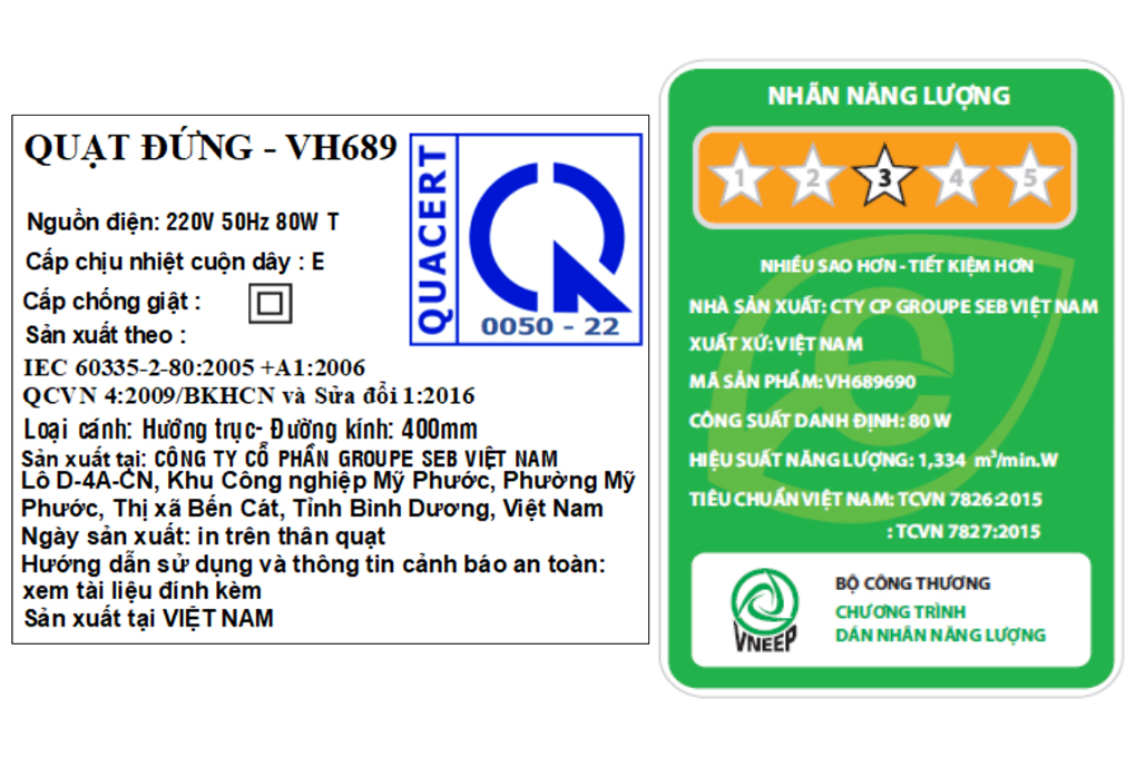 Quạt đứng Tefal 6 cánh VH689690 80W Quạt đứng Tefal 6 cánh VH689690 80W