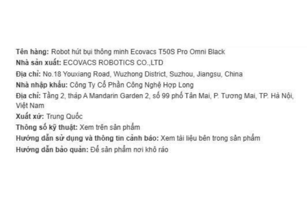 Robot hút bụi lau nhà Ecovacs T50S Pro Omni Đen Robot hút bụi lau nhà Ecovacs T50S Pro Omni Đen