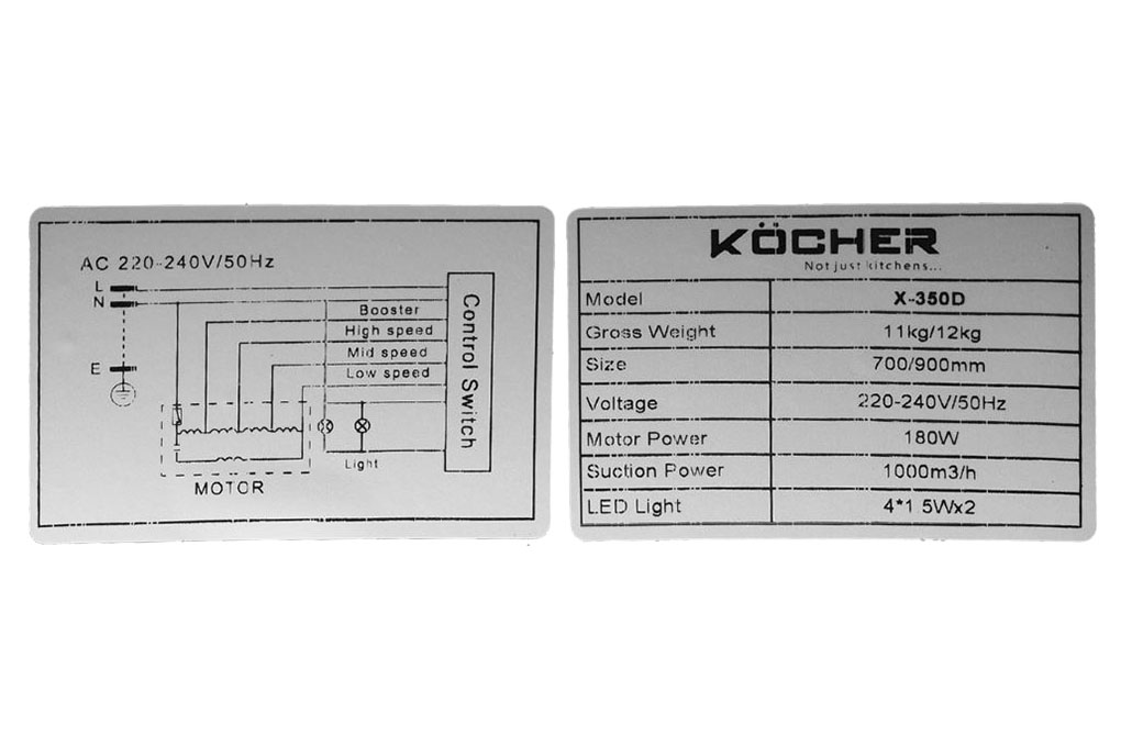 Máy hút mùi âm tủ Kocher TURBO X-350D Máy hút mùi âm tủ Kocher TURBO X-350D