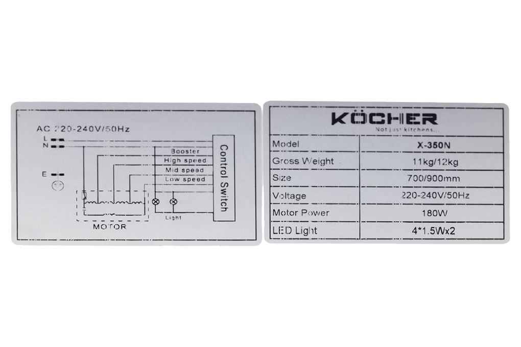 Máy hút mùi âm tủ Kocher TURBO X-350N Máy hút mùi âm tủ Kocher TURBO X-350N