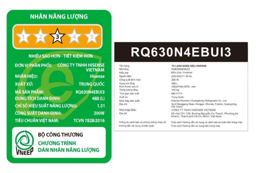 Tủ lạnh Hisense Inverter 488 lít Multi Door RQ630N4EBUI3 Tủ lạnh Hisense Inverter 488 lít Multi Door RQ630N4EBUI3