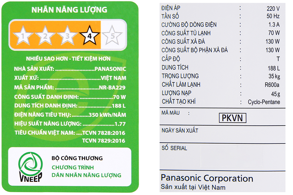 Tủ lạnh Panasonic Inverter 188 lít NR-BA229PKVN Tủ lạnh Panasonic Inverter 188 lít NR-BA229PKVN