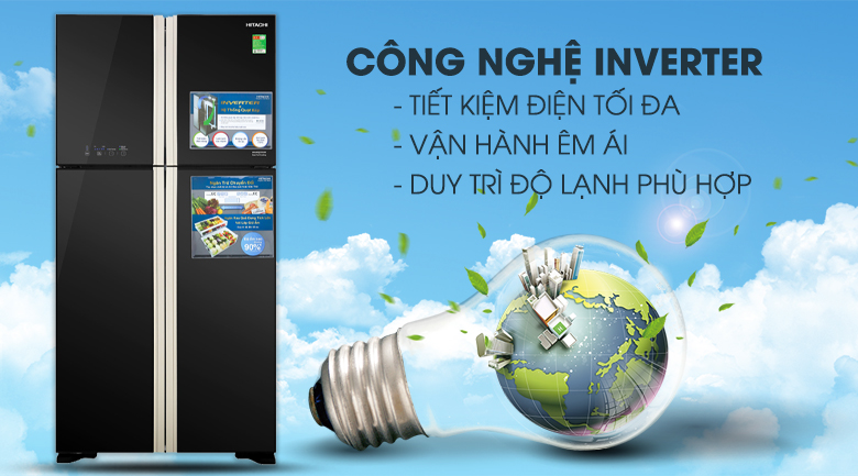 Công nghệ Inverter - Tủ lạnh Hitachi Inverter 509 lít R-FW650PGV8 GBK