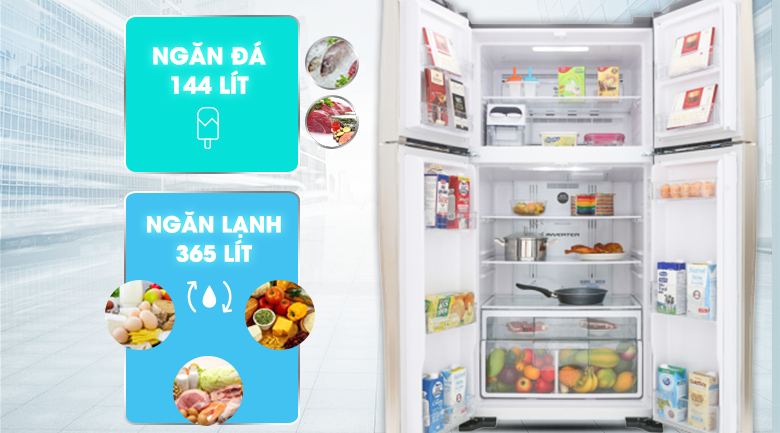 Dung tích 509 lít - Tủ lạnh Hitachi Inverter 509 lít R-FW650PGV8 GBK