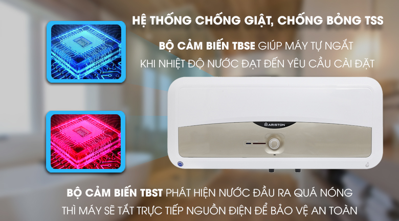 Hệ thống an toàn chống giật, chống bỏng TSS - Bình nóng lạnh Ariston SL 30 ST 2.5 FE - MT 30 lít Hệ thống an toàn chống giật, chống bỏng TSS - Bình nóng lạnh Ariston SL 30 ST 2.5 FE - MT 30 lít