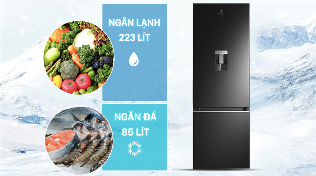 Tủ lạnh Electrolux Inverter 308 lít EBB3442K-H