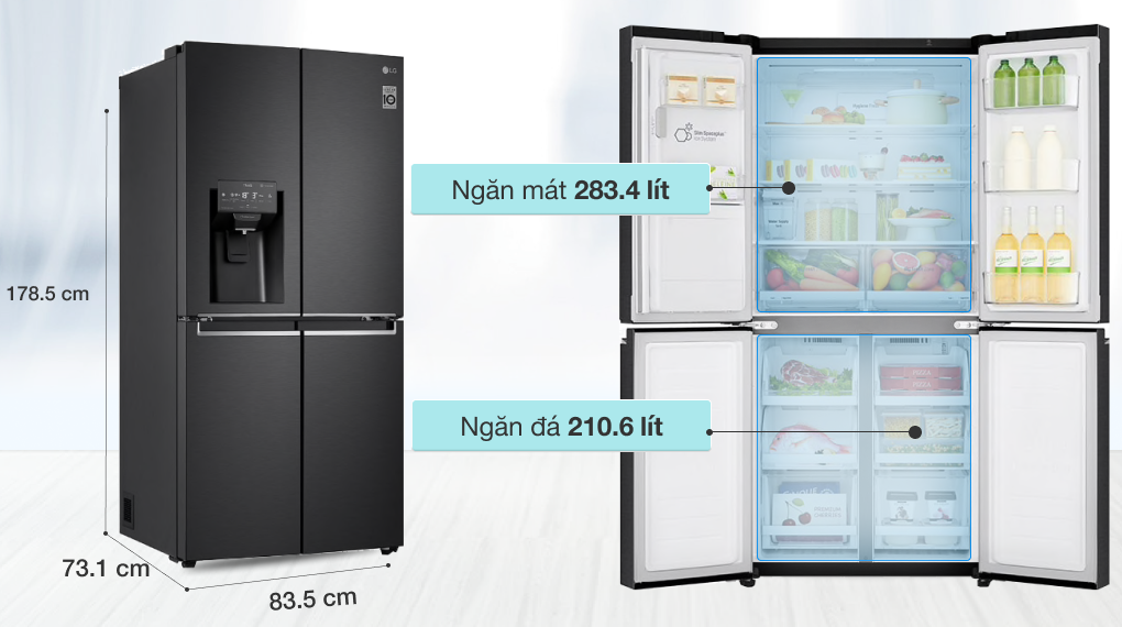 Tủ lạnh LG Inverter 494 lít GR-D22MB