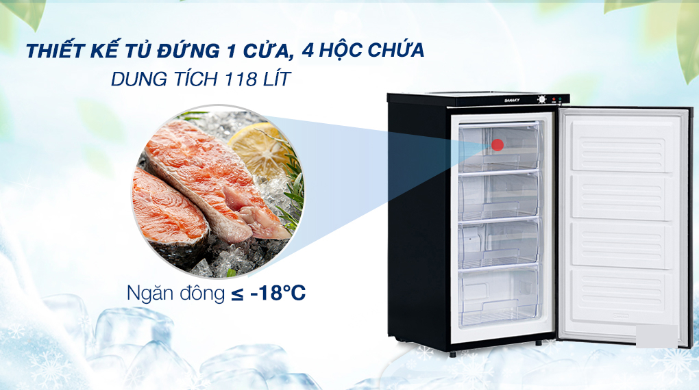 Tủ đông Sanaky Inverter 118 lít VH-160K3