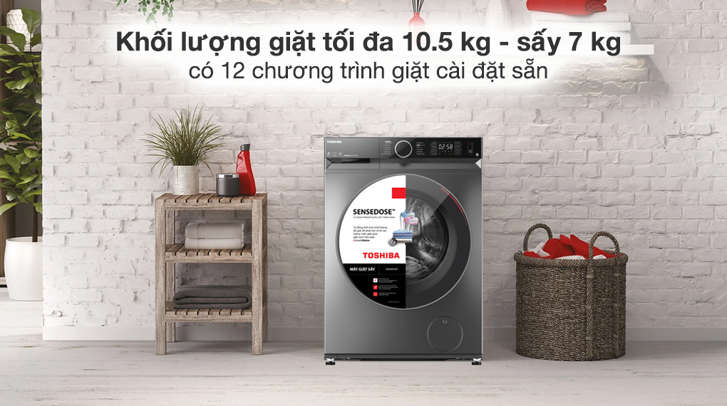 Máy giặt sấy Toshiba Inverter 10.5 kg TWD-BM115GF4V(SK)